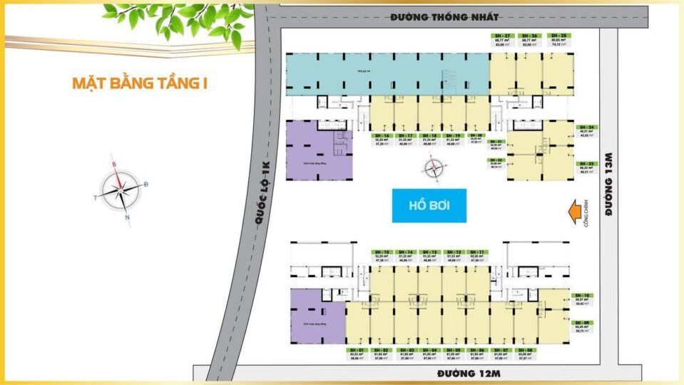 Mặt bằng tầng 2 dự án Bcons Plaza Bình Dương