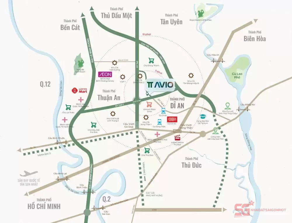 Vị trí của chung cư Dĩ An Bình Dương TT Avio