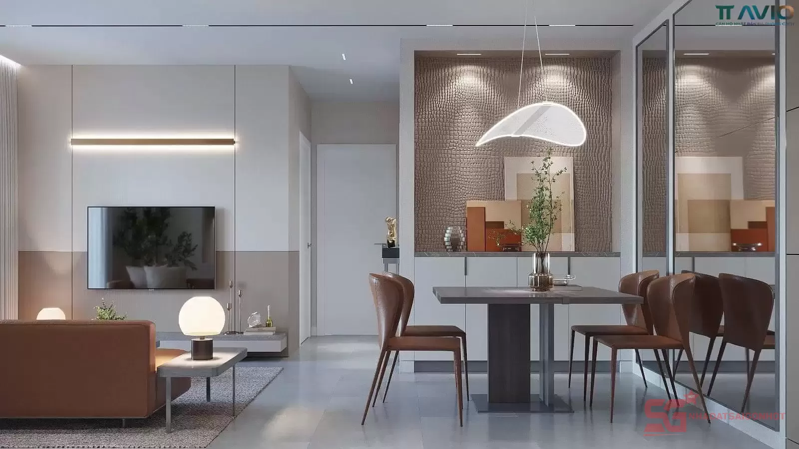 Thiết kế phòng khách căn hộ mẫu TT Avio