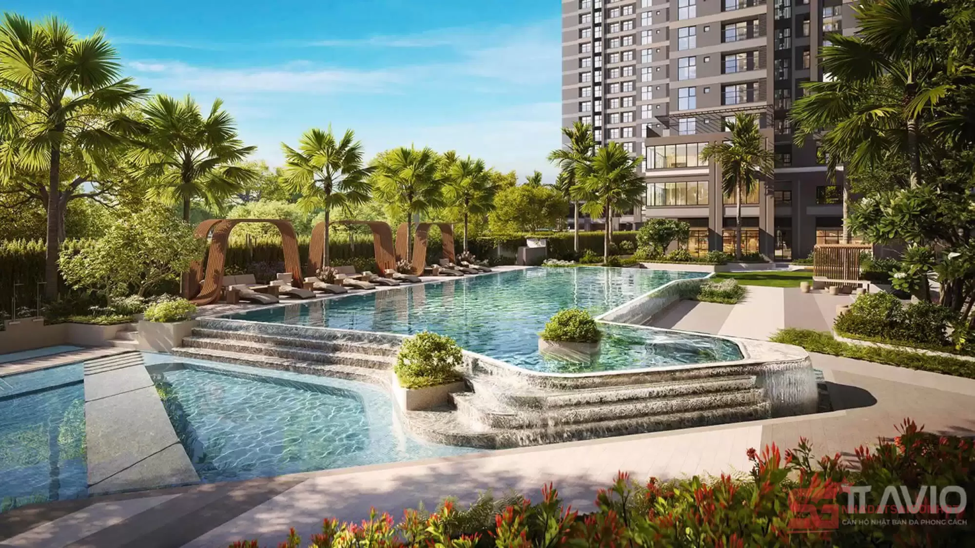 Khu hồ bơi sân vườn TT Avio