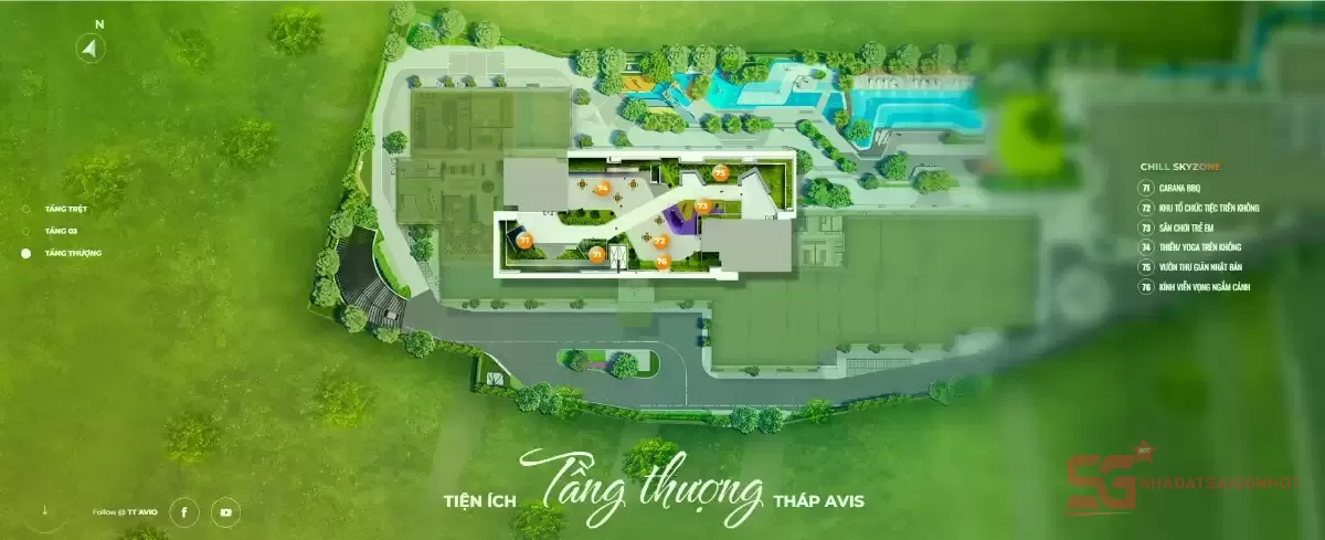 Phối cảnh tổng thể mặt bằng tầng thượng dự án TT Avio