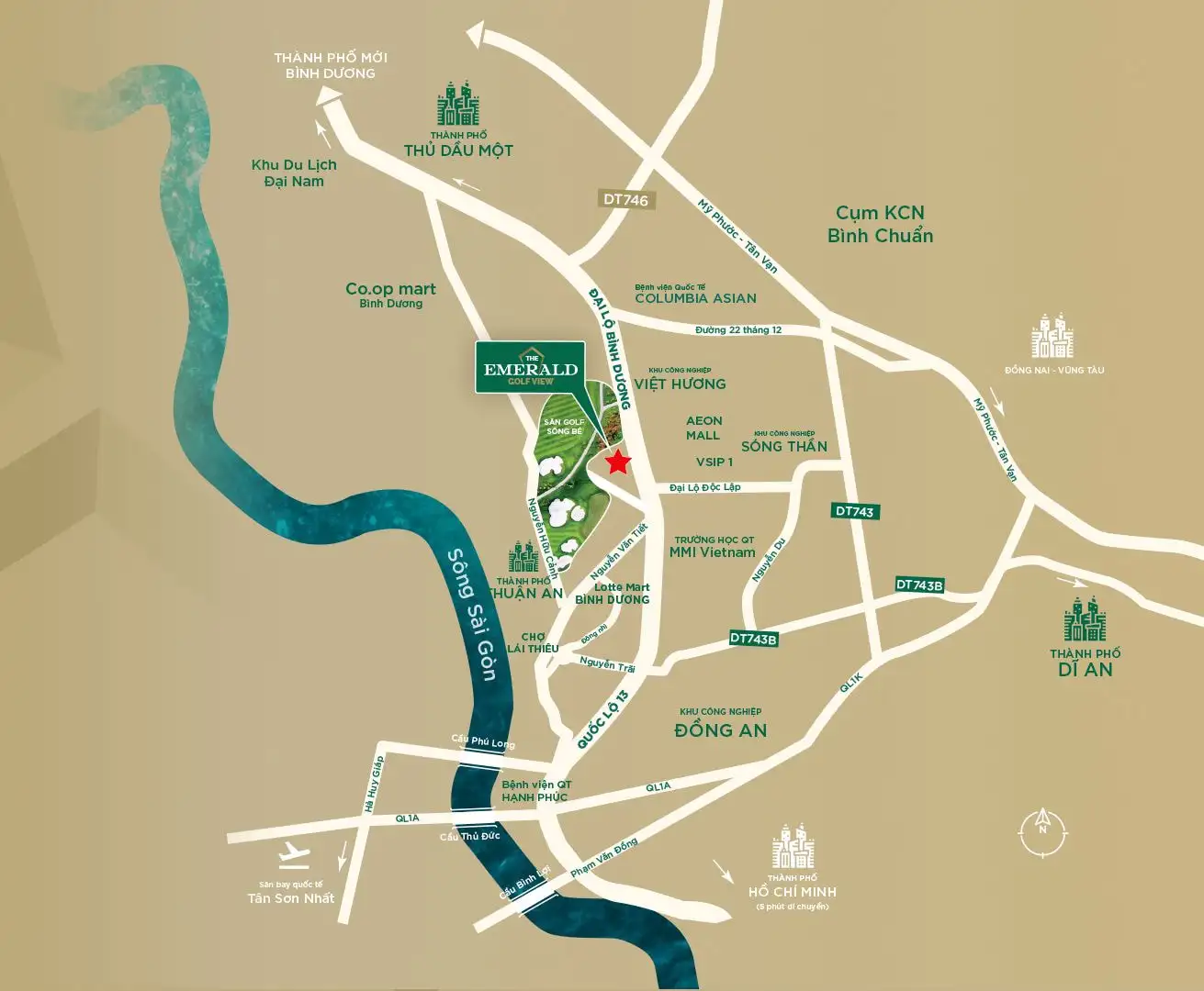 vị trí the emerald golf view