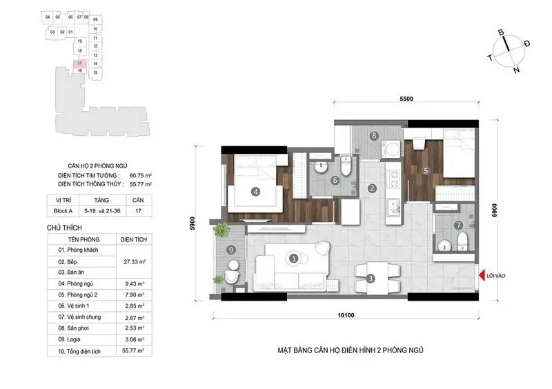 Căn hộ 2PN Bcons City