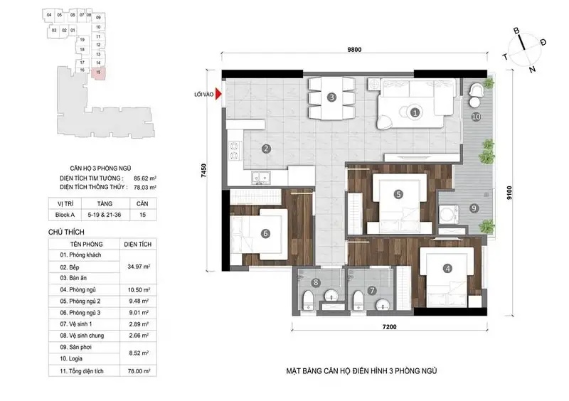Căn hộ 3PN Bcons City