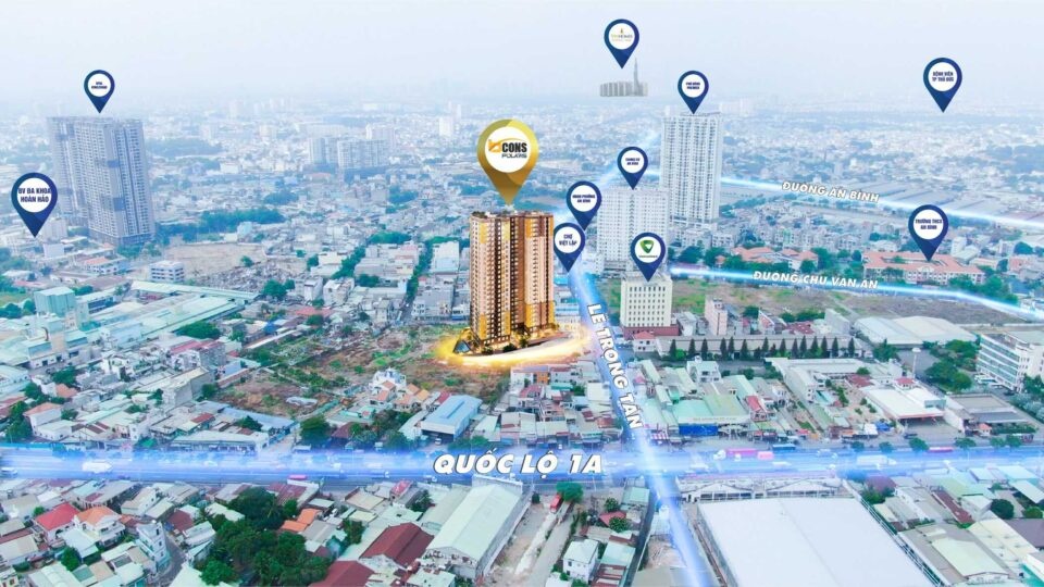 View nhìn toàn cảnh căn hộ Bcons Polaris