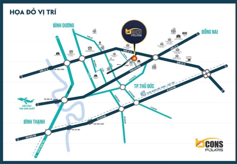 Vị trí căn hộ chung cư Bcons Polaris Phạm Văn Đồng