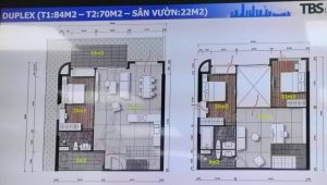 layout duplex can ho san vuon green skyline