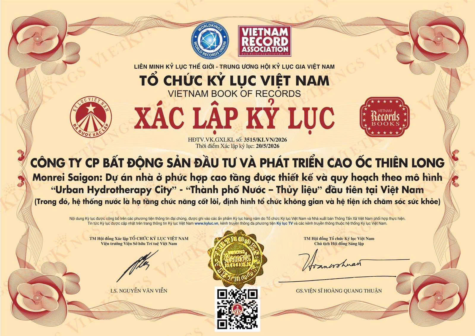Chung Nhan Dat Ky Luc Quoc Gia